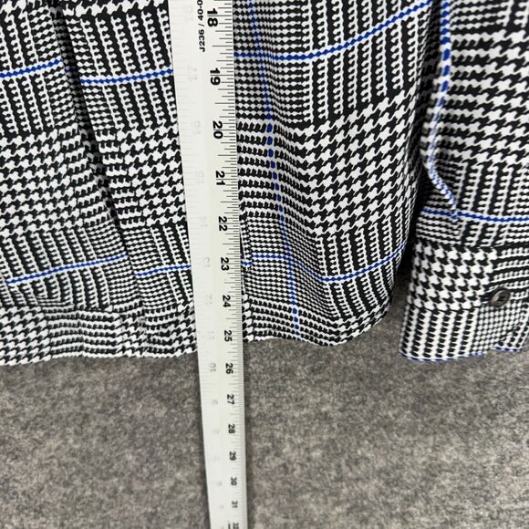 Brooks Brothers Blouse Women 2 Gray Plaid V-Neck Long Sleeve Pullover Casual - Picture 6 of 7